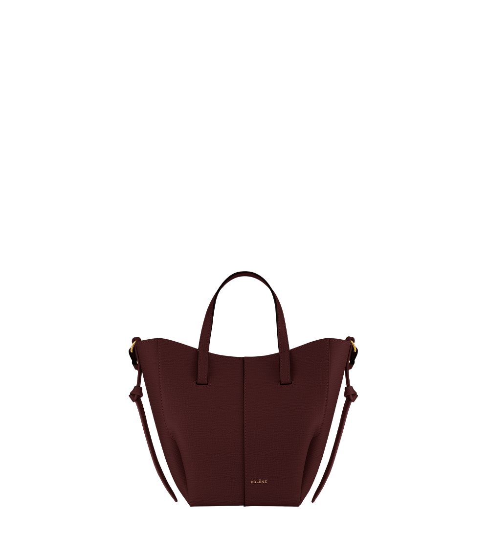 Polène | Bag - Cyme Tote Nano - Textured Black Cherry – Polène CA