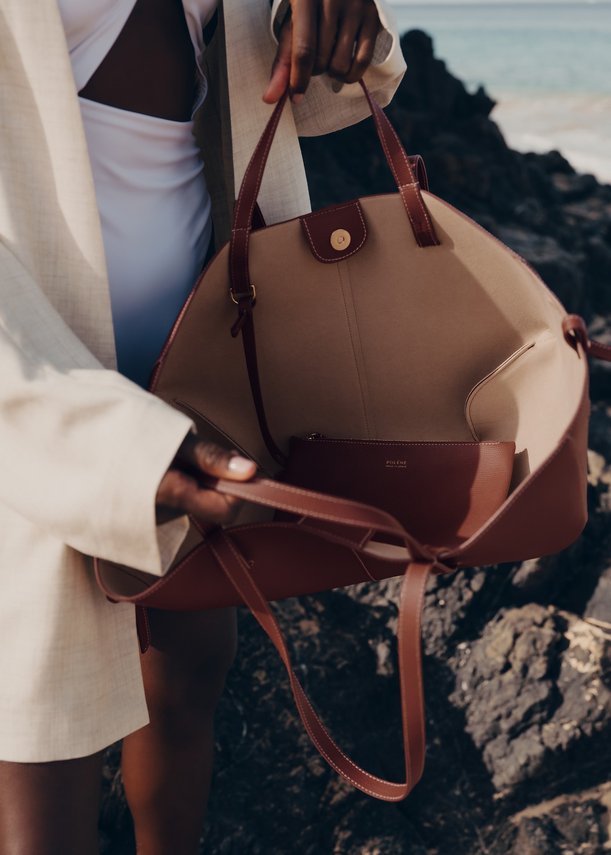 Polène | Bag - Cyme - Textured Cognac – Polène CA