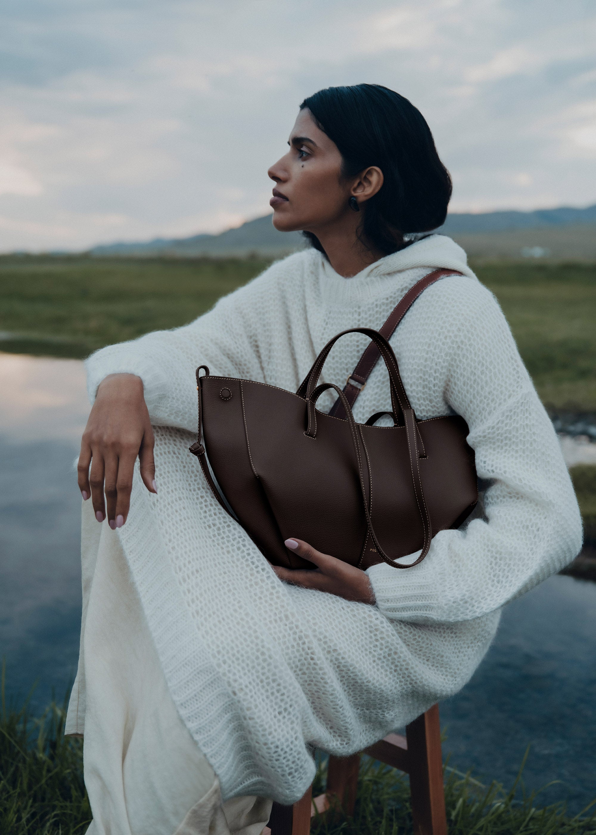 Polène | Bag - Cyme Mini - Textured Ebony – Polène CA