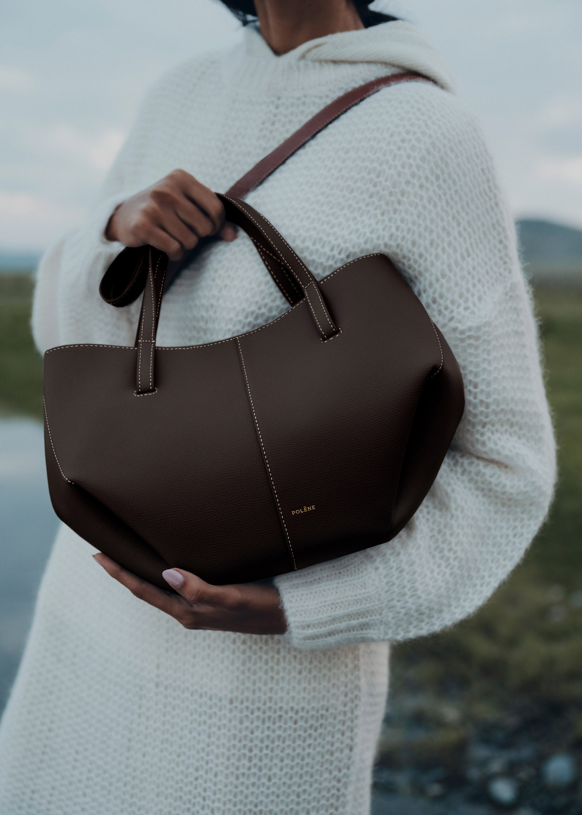Polène | Bag - Cyme Mini - Textured Ebony – Polène CA