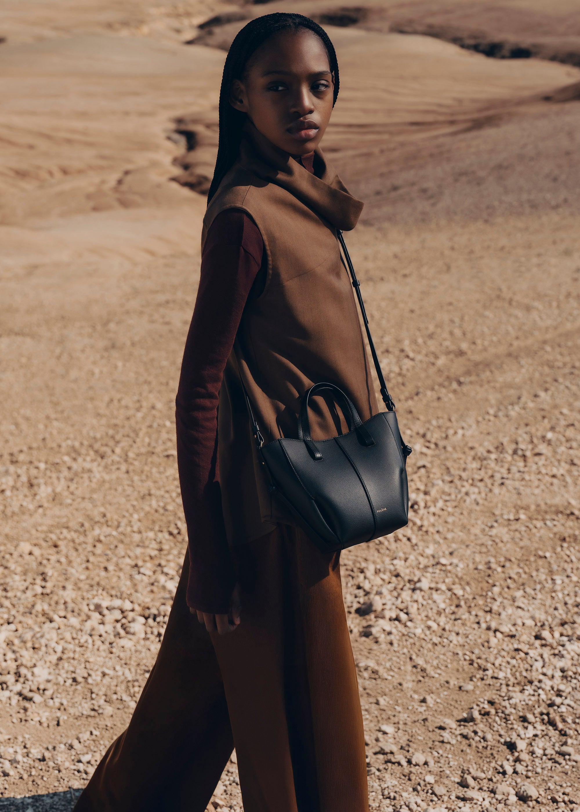 Polène | Bag - Cyme Tote Nano - Textured Black – Polène CA