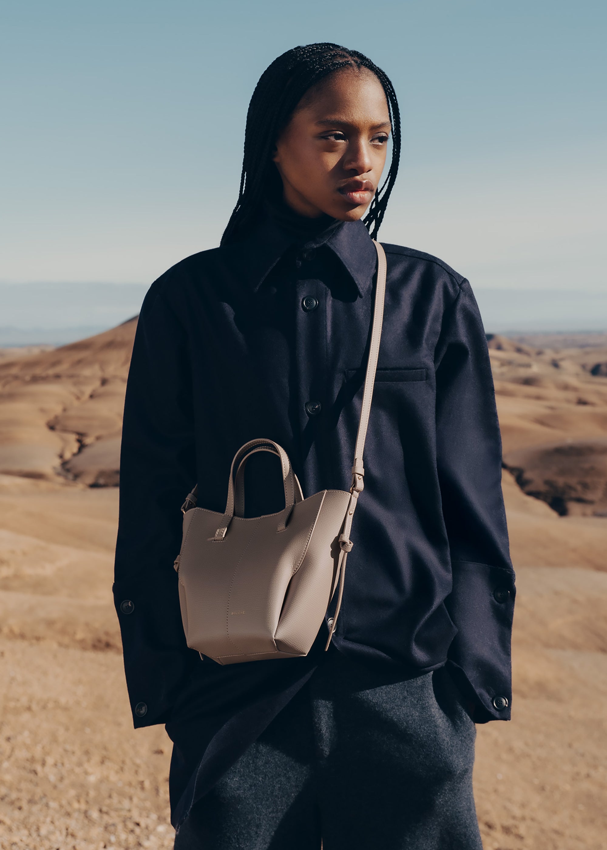 Polène | Bag - Cyme Tote Nano - Textured Taupe – Polène CA