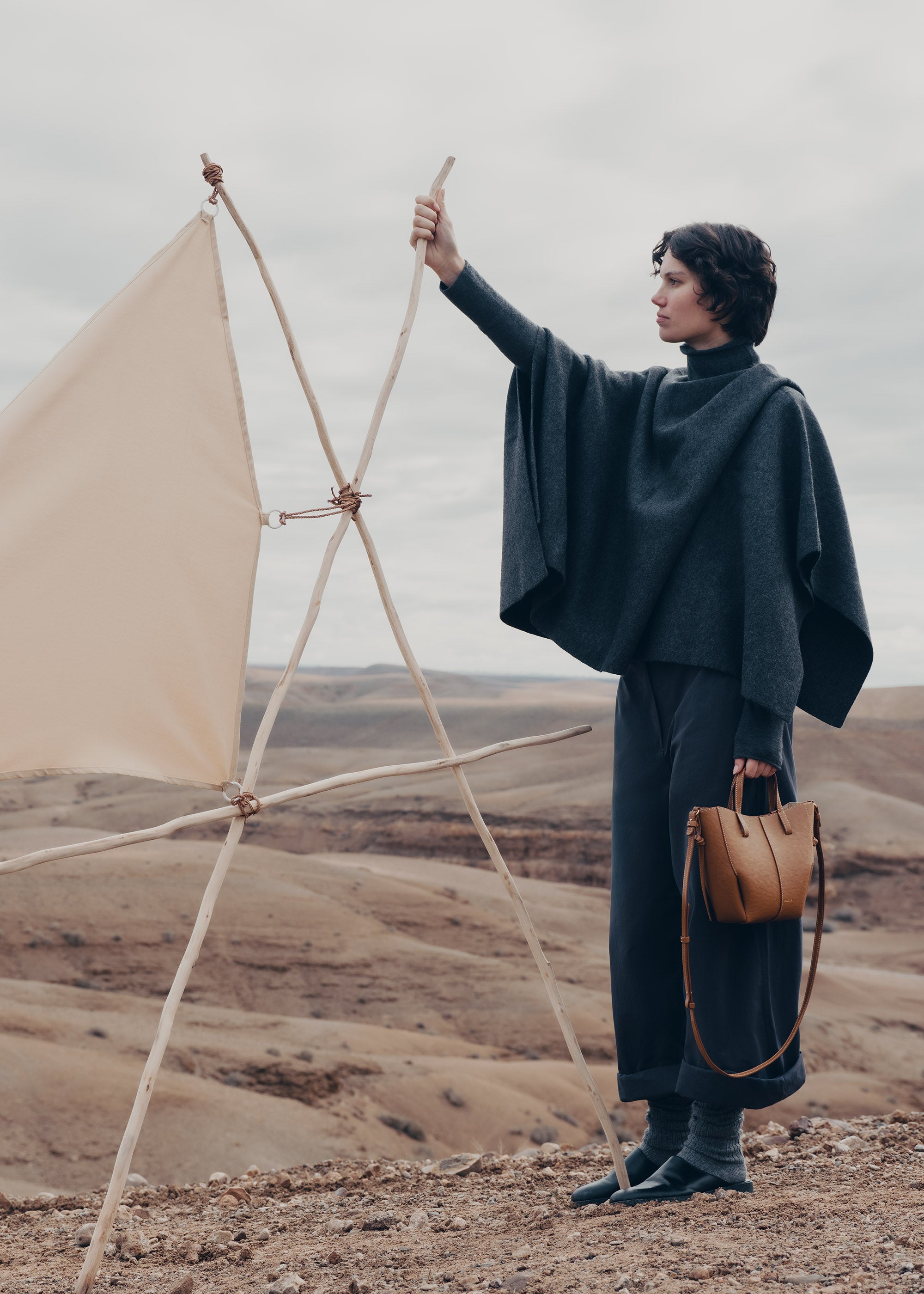 Polène | Bag - Cyme Tote Nano - Textured Camel – Polène CA