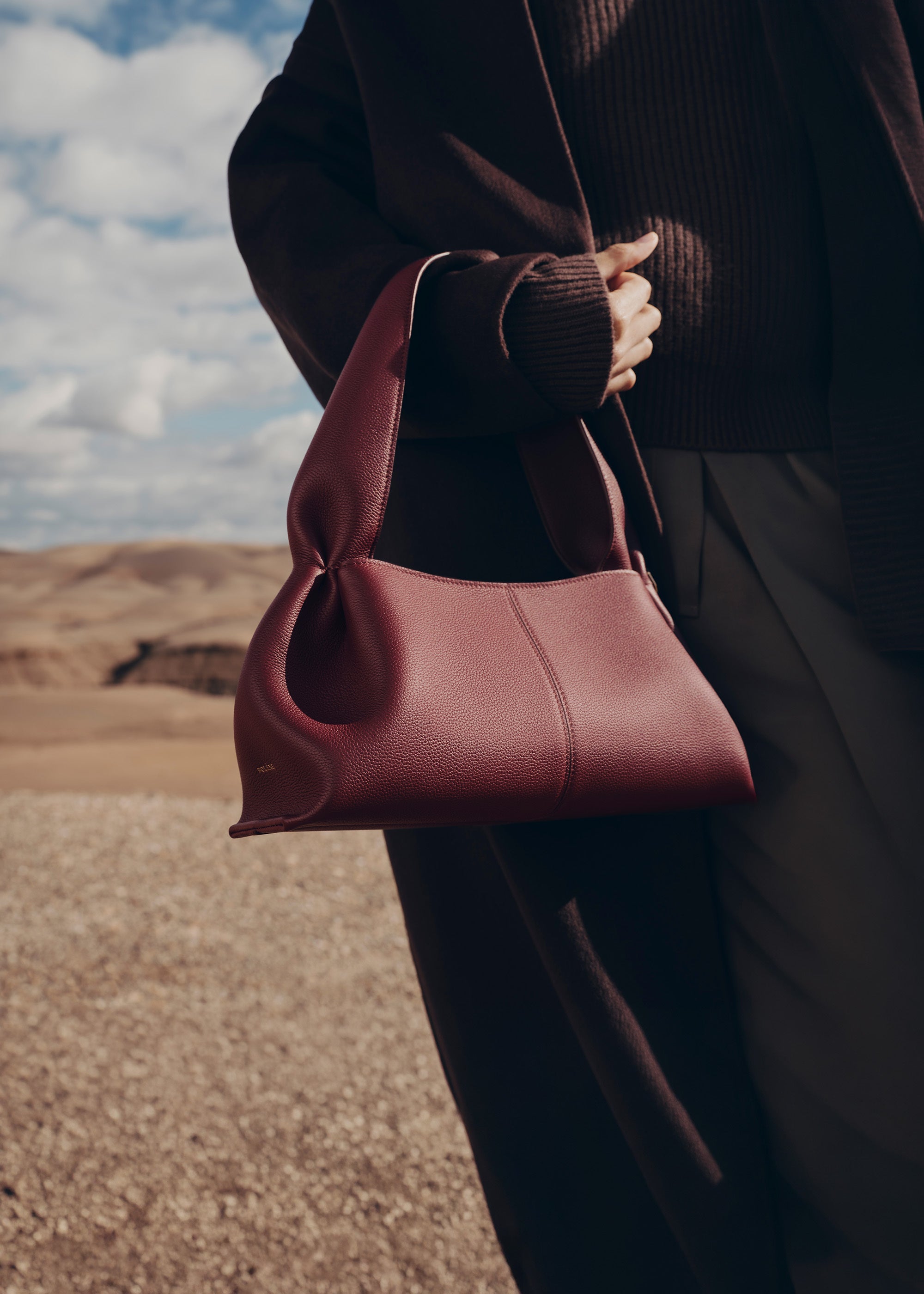Polène | Bag - Numéro Neuf East-West - Textured Black Cherry