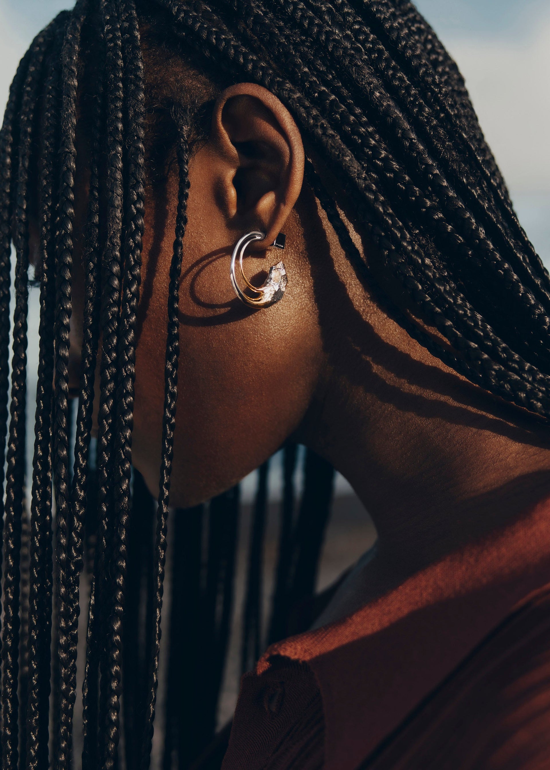 Créoles Eroz​ - Duo palladium et dorure 24 carats​