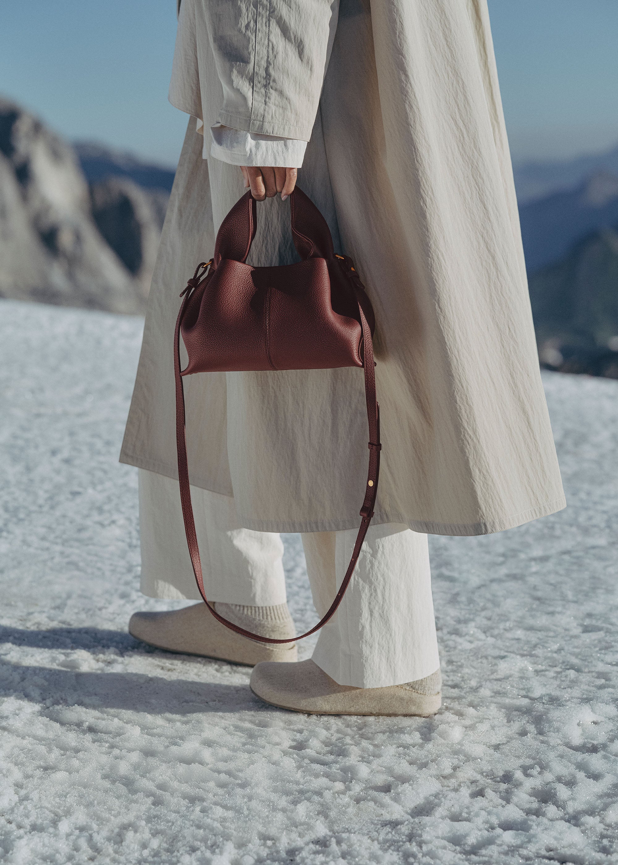 Polène | Bag - Numéro Neuf Mini - Textured Black Cherry – Polène CA