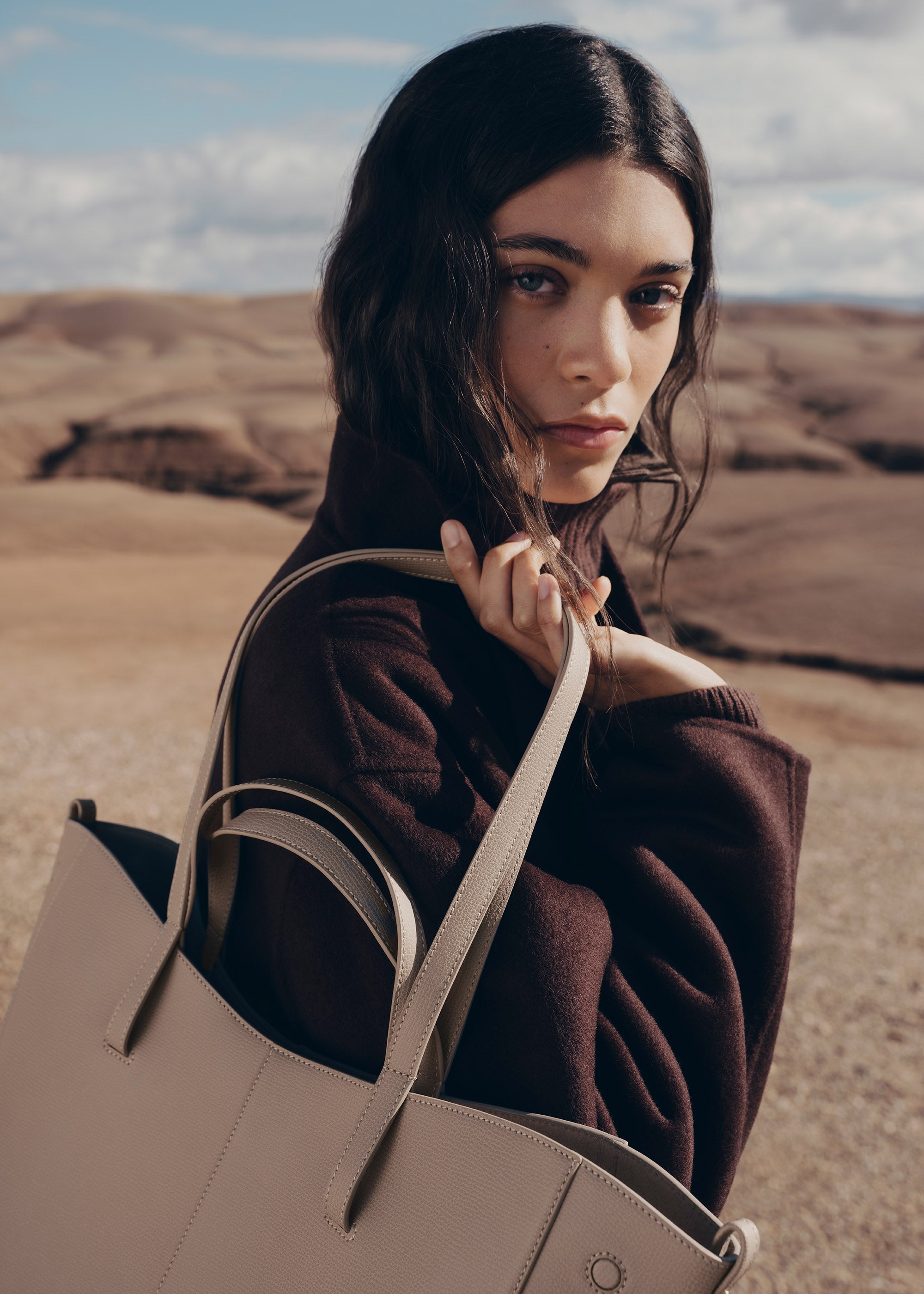 Polène | Bag - Cyme Tote - Textured Taupe – Polène CA