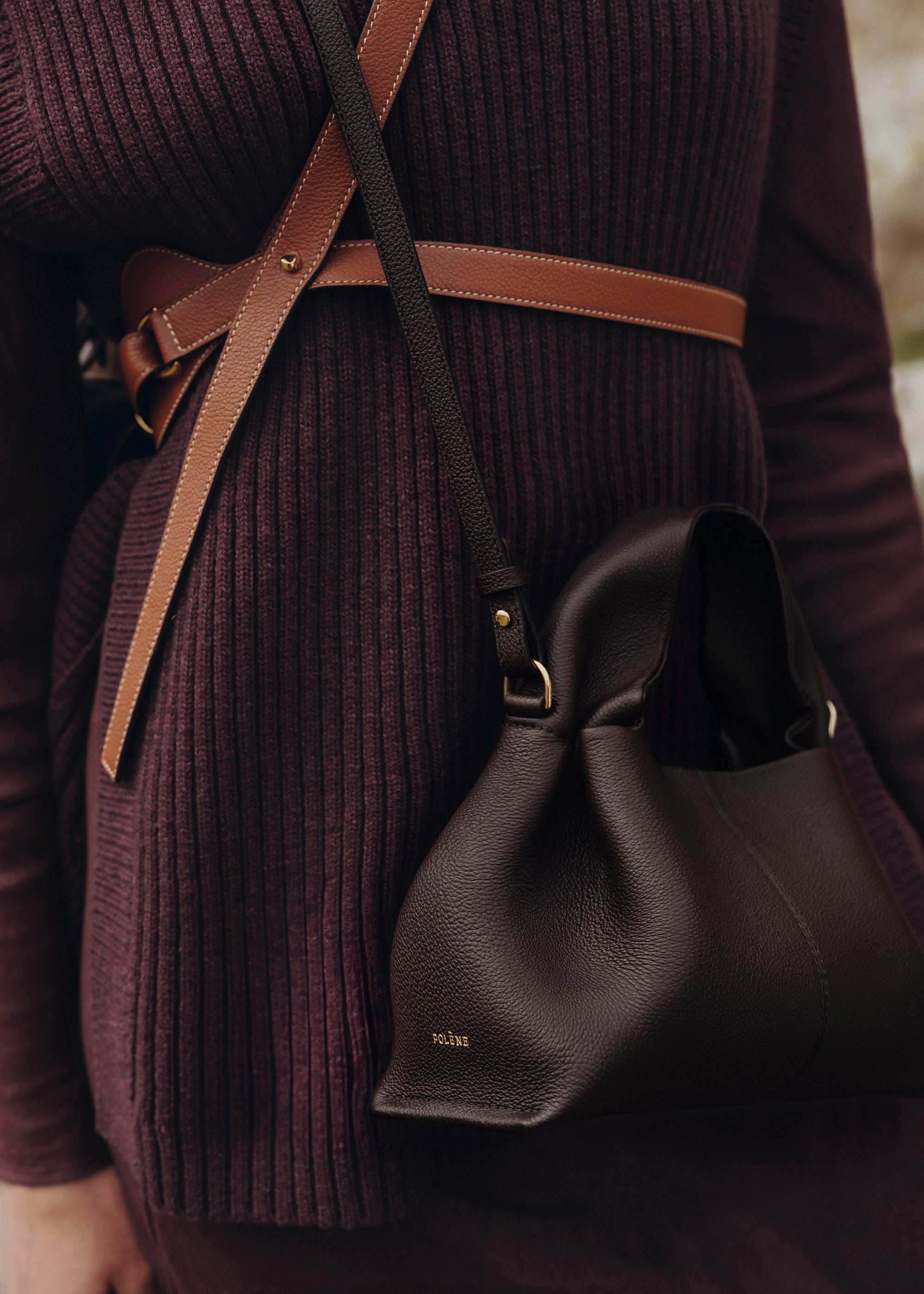 POLENE ポレーヌ Numero Neuf Mini 2WAY ショルダーバ Polène | Bag - Numéro Neuf Mini - Textured Ebony – Polène CA