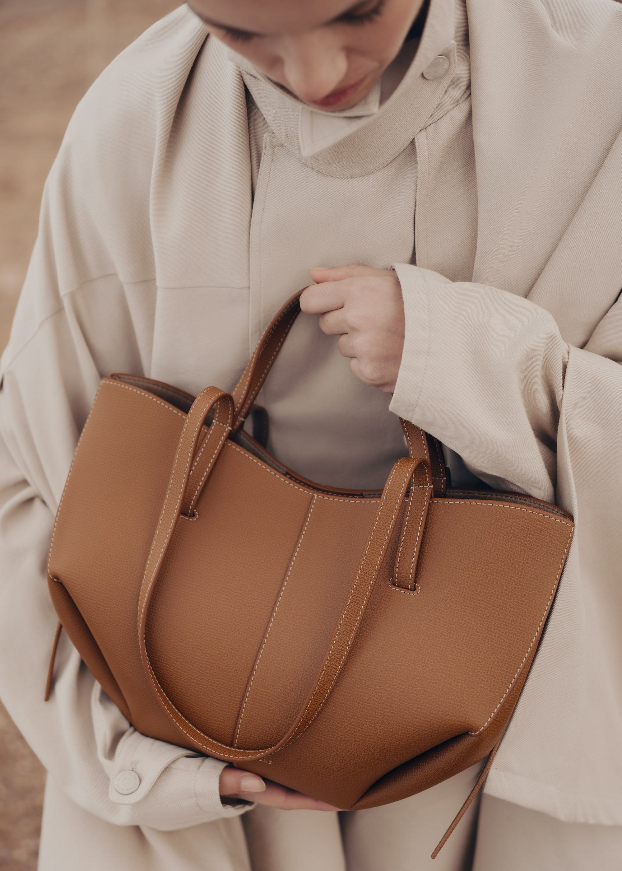 Polène | Bag - Cyme Mini - Textured Camel – Polène CA