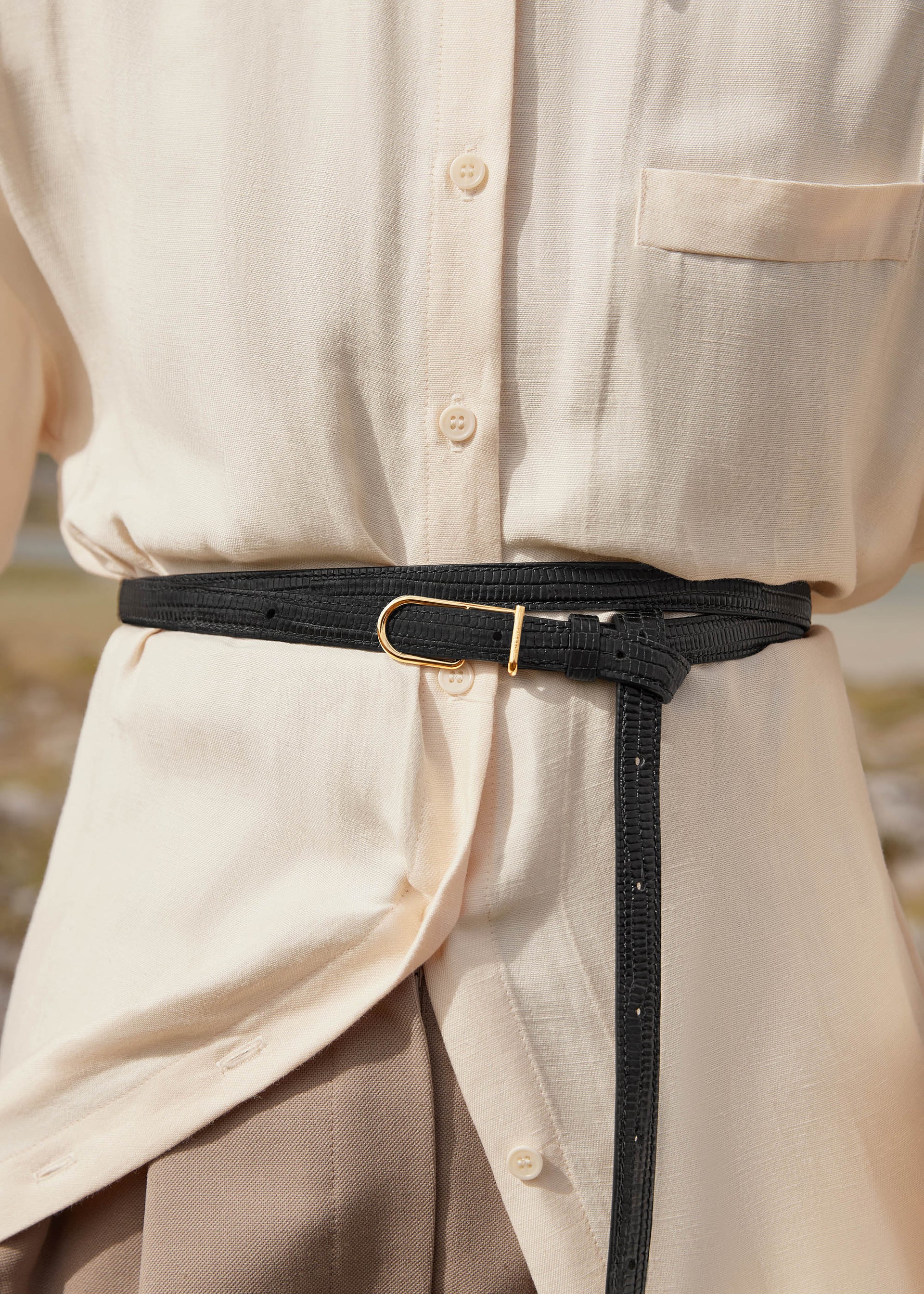 Ceinture Umi Fine - Noir Lézard
