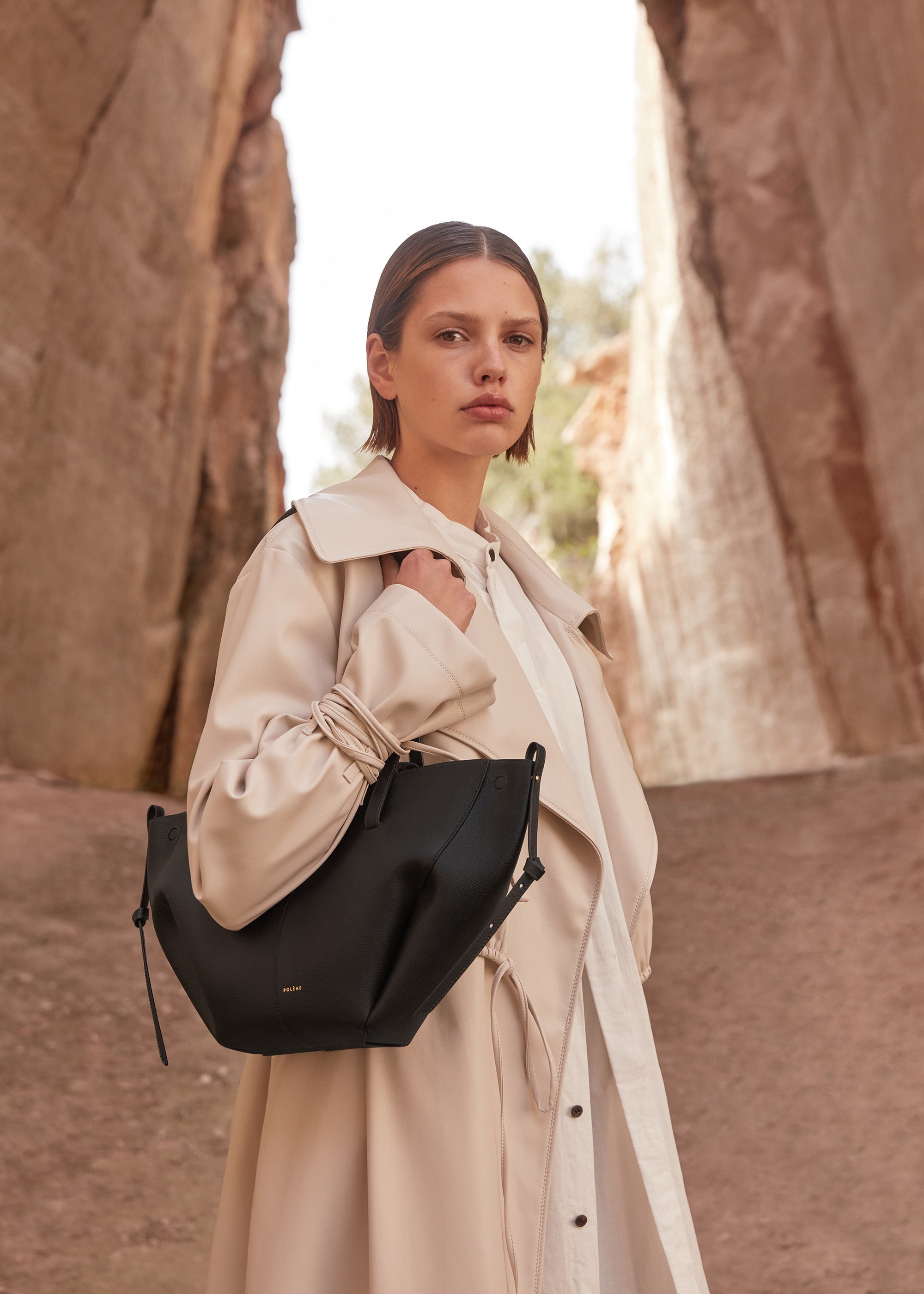 Polène | Bag - Cyme Mini - Textured Black – Polène CA